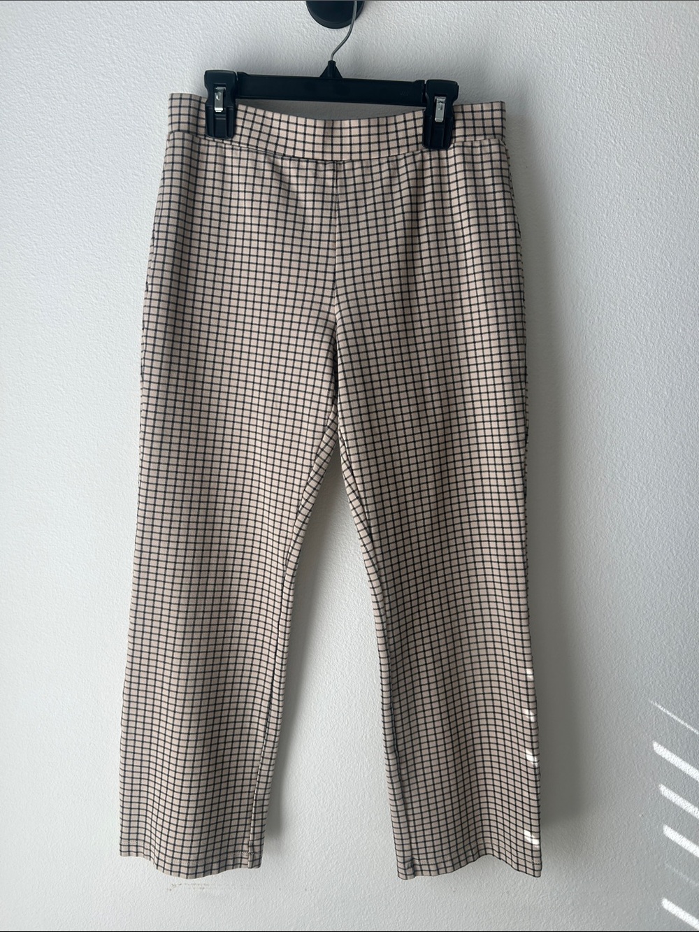 Sanctuary x Anthropologie Beige and Black Windowpane Crop Pants